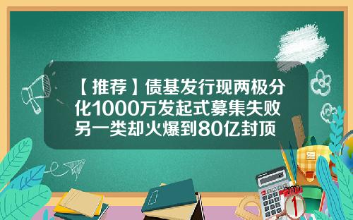 【推荐】债基发行现两极分化1000万发起式募集失败另一类却火爆到80亿封顶