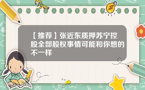【推荐】张近东质押苏宁控股全部股权事情可能和你想的不一样