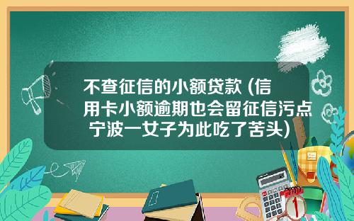 不查征信的小额贷款 (信用卡小额逾期也会留征信污点 宁波一女子为此吃了苦头)