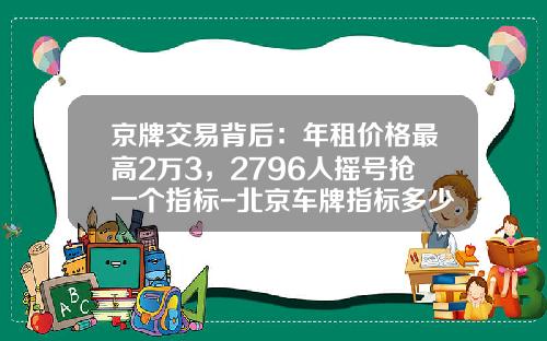 京牌交易背后:年租价格最高2万3,2796人摇号抢一个指标-北京车牌指标多少