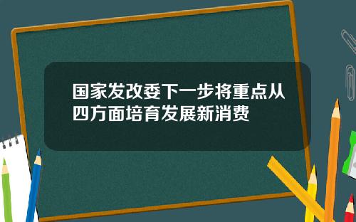 国家发改委下一步将重点从四方面培育发展新消费