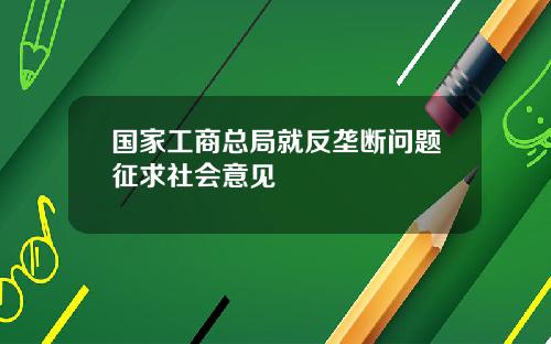 国家工商总局就反垄断问题征求社会意见