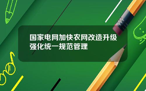 国家电网加快农网改造升级强化统一规范管理