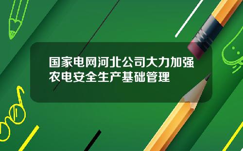 国家电网河北公司大力加强农电安全生产基础管理