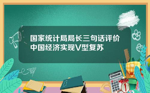 国家统计局局长三句话评价中国经济实现V型复苏