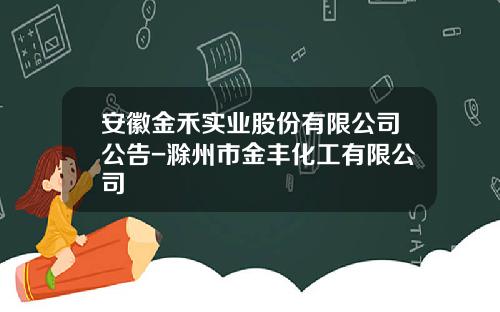 安徽金禾实业股份有限公司公告-滁州市金丰化工有限公司