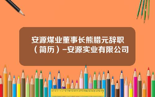 安源煤业董事长熊腊元辞职（简历）-安源实业有限公司