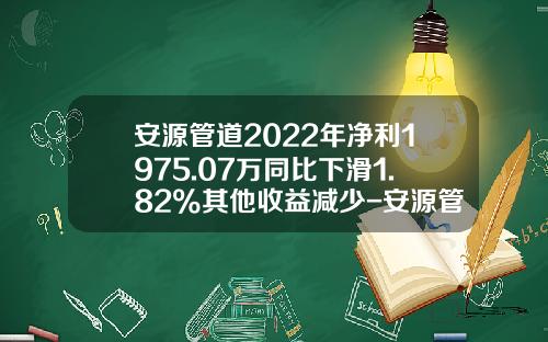 安源管道2022年净利1975.07万同比下滑1.82%其他收益减少-安源管道实业有限公司
