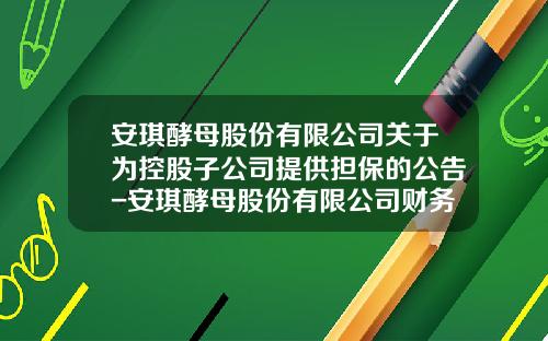 安琪酵母股份有限公司关于为控股子公司提供担保的公告-安琪酵母股份有限公司财务报表2012年