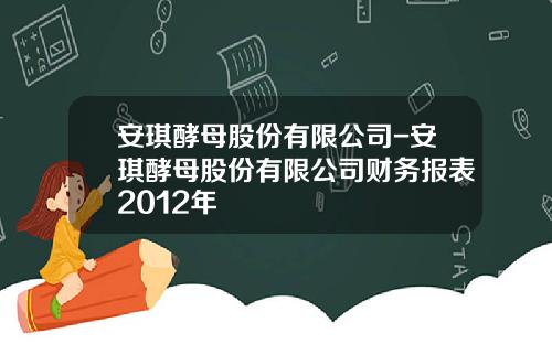 安琪酵母股份有限公司-安琪酵母股份有限公司财务报表2012年