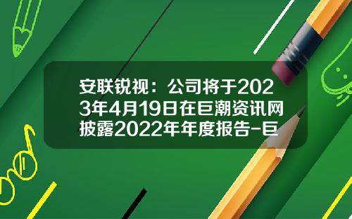 安联锐视：公司将于2023年4月19日在巨潮资讯网披露2022年年度报告-巨潮资讯网股票下载年报