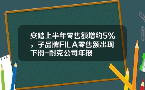 安踏上半年零售额增约5%，子品牌FILA零售额出现下滑-耐克公司年报