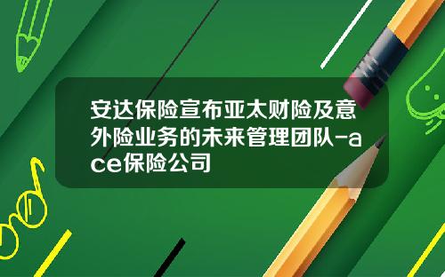 安达保险宣布亚太财险及意外险业务的未来管理团队-ace保险公司