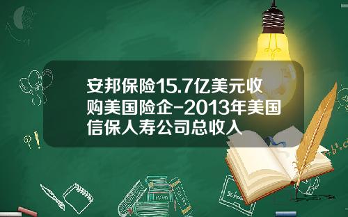 安邦保险15.7亿美元收购美国险企-2013年美国信保人寿公司总收入