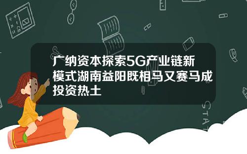 广纳资本探索5G产业链新模式湖南益阳既相马又赛马成投资热土