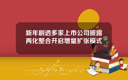 新年剧透多家上市公司披露两化整合开启增量扩张模式
