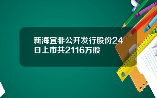 新海宜非公开发行股份24日上市共2116万股