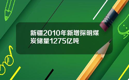 新疆2010年新增探明煤炭储量1275亿吨