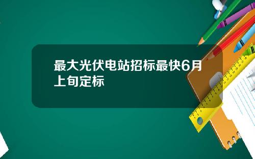 最大光伏电站招标最快6月上旬定标