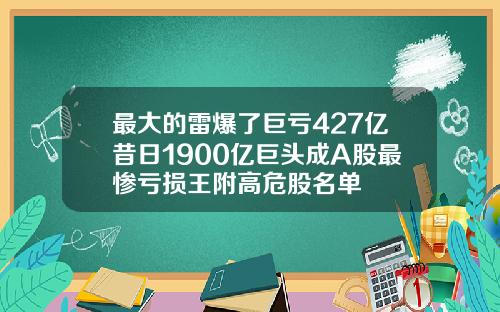 最大的雷爆了巨亏427亿昔日1900亿巨头成A股最惨亏损王附高危股名单