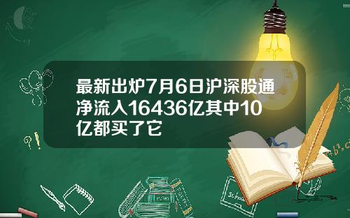 最新出炉7月6日沪深股通净流入16436亿其中10亿都买了它