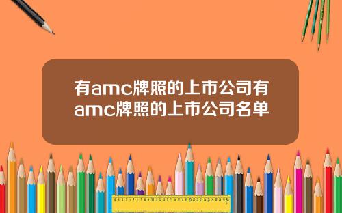 有amc牌照的上市公司有amc牌照的上市公司名单