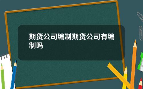 期货公司编制期货公司有编制吗