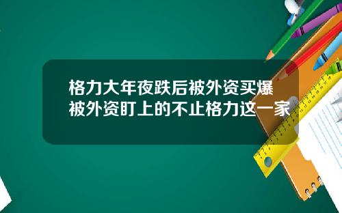 格力大年夜跌后被外资买爆被外资盯上的不止格力这一家