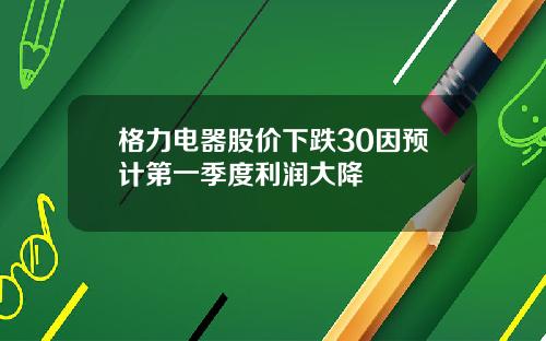 格力电器股价下跌30因预计第一季度利润大降