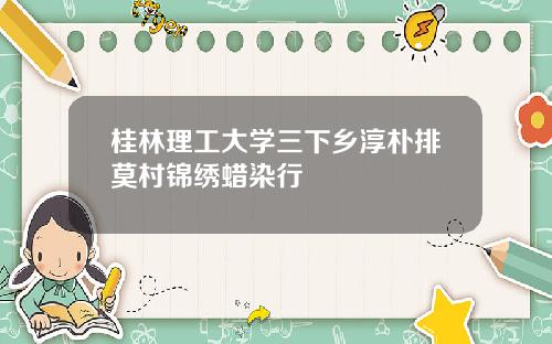 桂林理工大学三下乡淳朴排莫村锦绣蜡染行