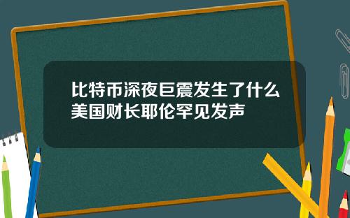 比特币深夜巨震发生了什么美国财长耶伦罕见发声