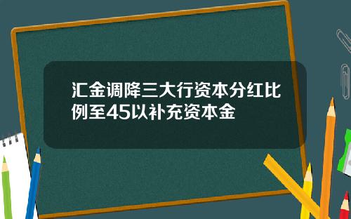 汇金调降三大行资本分红比例至45以补充资本金