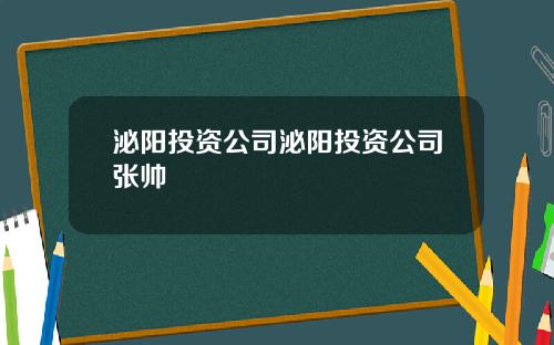 泌阳投资公司泌阳投资公司张帅