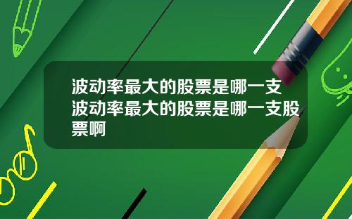 波动率最大的股票是哪一支波动率最大的股票是哪一支股票啊