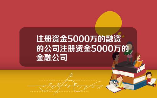 注册资金5000万的融资的公司注册资金5000万的金融公司