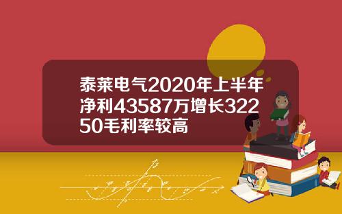 泰莱电气2020年上半年净利43587万增长32250毛利率较高