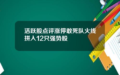 活跃股点评涨停敢死队火线拼入12只强势股