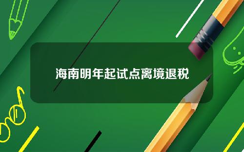 海南明年起试点离境退税