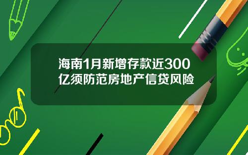 海南1月新增存款近300亿须防范房地产信贷风险