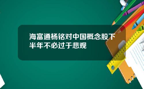 海富通杨铭对中国概念股下半年不必过于悲观