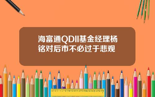 海富通QDII基金经理杨铭对后市不必过于悲观
