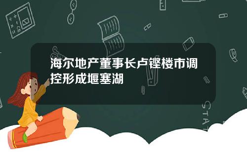 海尔地产董事长卢铿楼市调控形成堰塞湖