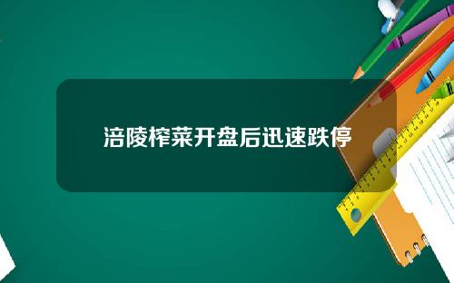 涪陵榨菜开盘后迅速跌停