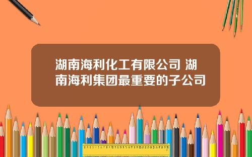 湖南海利化工有限公司 湖南海利集团最重要的子公司