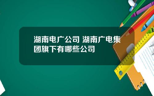 湖南电广公司 湖南广电集团旗下有哪些公司