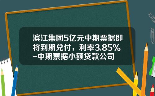 滨江集团5亿元中期票据即将到期兑付，利率3.85%-中期票据小额贷款公司