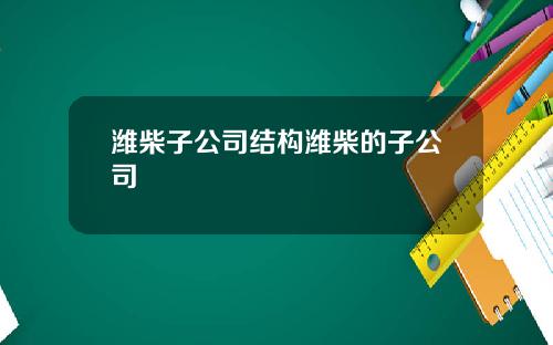 潍柴子公司结构潍柴的子公司