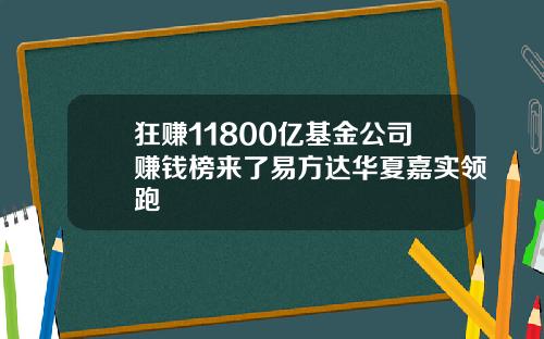 狂赚11800亿基金公司赚钱榜来了易方达华夏嘉实领跑