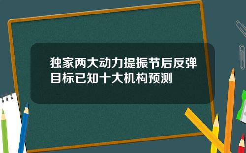 独家两大动力提振节后反弹目标已知十大机构预测
