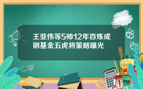 王亚伟等5帅12年百炼成钢基金五虎将策略曝光